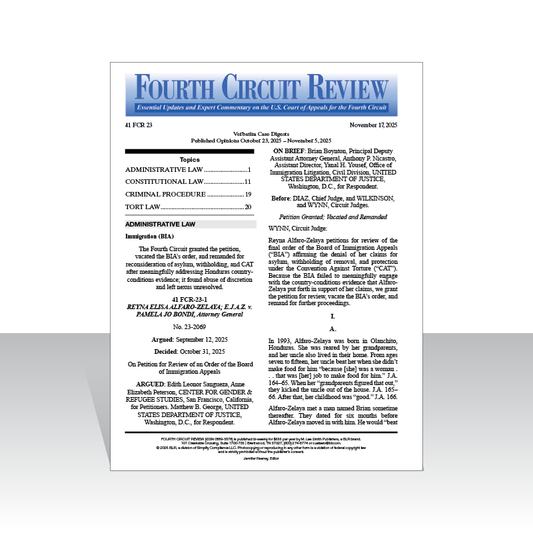 Cover of the Fourth Circuit Review newsletter.
