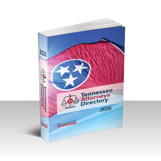 Tennessee Attorneys Directory 2026 book with Tennessee flag design on a white background.